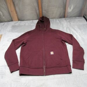 Carhartt Hoodie Womens Medium 8/10 Red Relaxed Clarksburg Full-Zip Sweatshirt